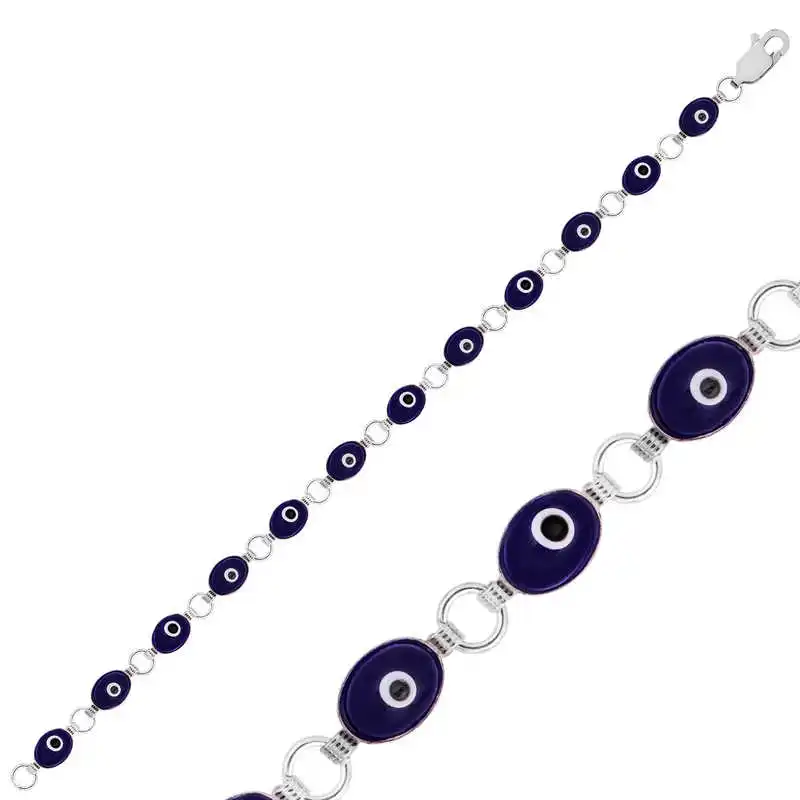 

Silver Oval Evil Eye Women Bracelet