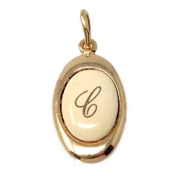 

Gold plated pendant letter C 17mm. Porcelain oval [AB7201GR] -Customizable-RECORDING INCLUDED IN THE PRICE
