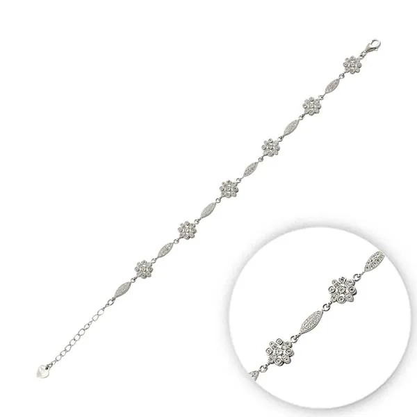 Серебряный 925 пробы браслет с цирконием