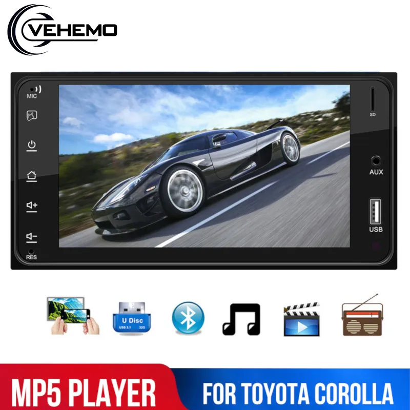 Автомобильный плеер Vehemo MP5 с Bluetooth FM/USB/AUX для Toyota Corolla зеркальным соединением