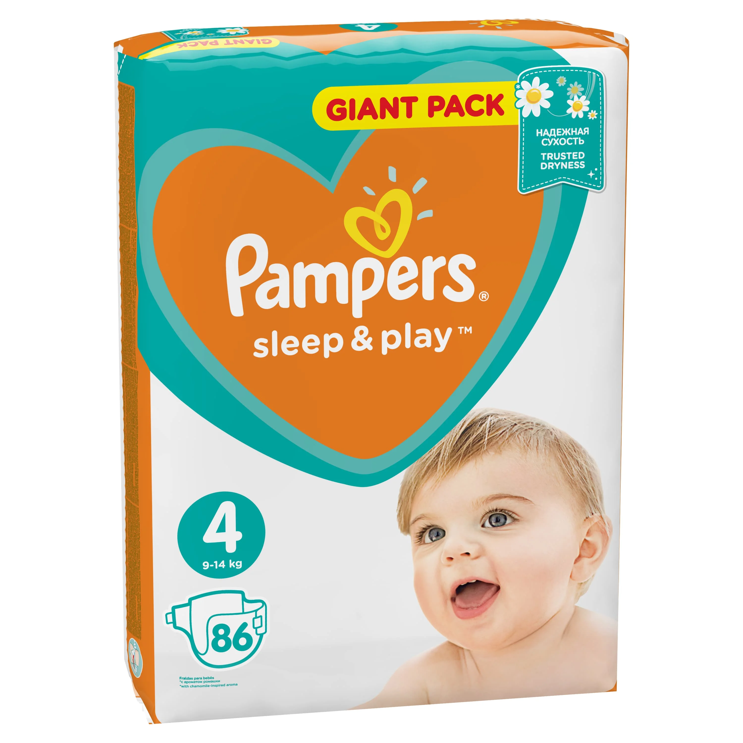 Подгузники Pampers Sleep& Play 9-14 кг, 4 размер, 86шт