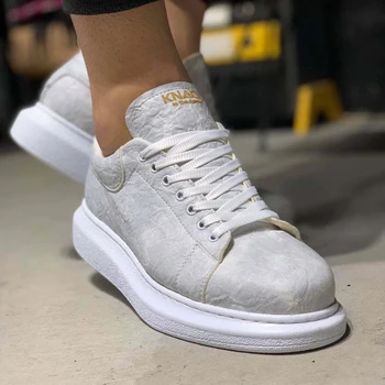 

Knack 044 White Color , High Quality 100% Vegan Leather Men Casual Shoes. Shoe, Sneaker , Van , Air , Basket , Flip , Trainer , Chaussure, Laofer , Gel , Young Man , Chaussures De Jeunes Hommes