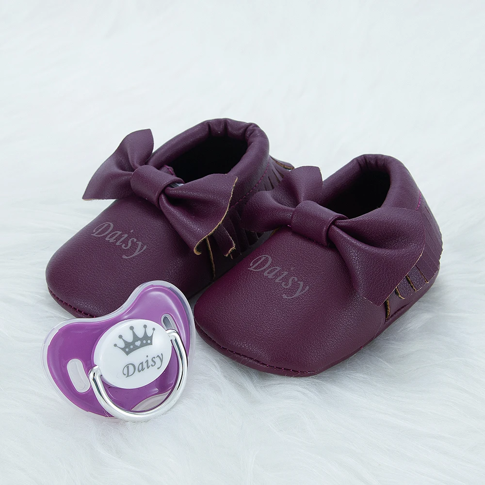 

MIYOCAR personalized any name purple bling pacifier and baby shoes first walker luxurious style unique design PSH3