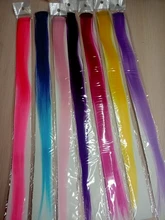 Lupu-extensiones de cabello sintético para niña, horquilla larga y lisa con un Chip en color arcoíris resaltado, para cabello falso