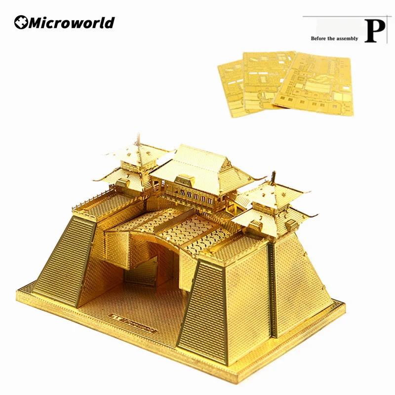 picture kingdom 3d metal nano puzzle feather of dream adventure warrior model kits diy laser cut assemble jigsaw toys Microworld 3D Metal Nano Puzzle Yangzhou City Gate Buildings Models Kits DIY Laser Cut Jigsaw Toy Christmas Gifts For Teen Adult