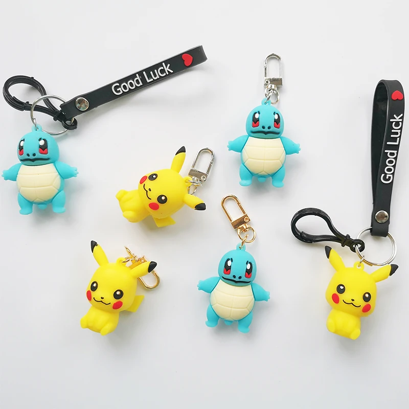 

Pokemon Silicone 5.5 CM Model Key Chain Squirtle PIKACHU Gifts for Children Birthday Party Gifts Bag Accessories