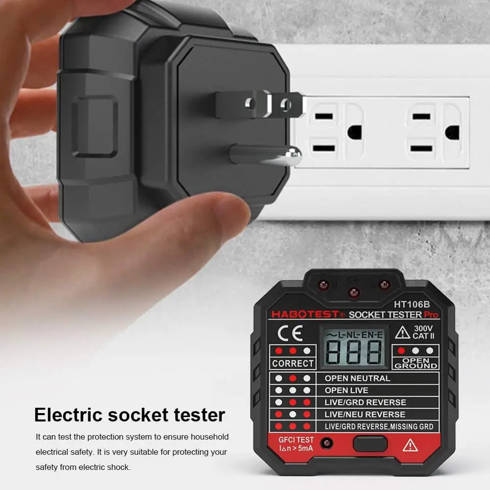 Protmex PT106 RCD/GFCI розетка электрическая розетка тест er тест утечки с ЖК-дисплей Напряжение тест ing ЕС разъем