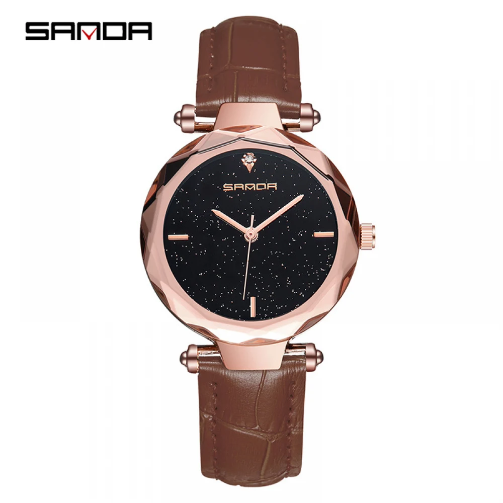 

SANDA Watch Temperament Luxury Women's Watches Leather Belt Waterproof Quartz Wristwatch Fashion Starry Sky Student Wrist Watch