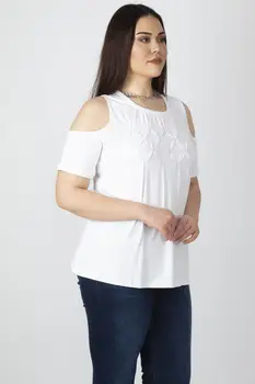 

Sans Textile Women Shoulder Low-Cut Front Detail Bluz 65 N16128