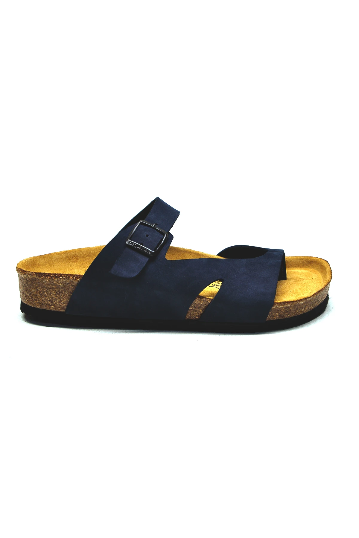

LYSSA Navy Blue Flip-Flops Anatomical Natural Cork Sole Real Leather Women Sandals