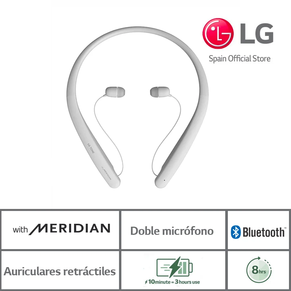 Auriculares inalámbricos LG TONE SL5W Auricular Bluetooth 5.0 Cascos Música Sonido Meridian Carga rápida Micrófonos Autonomía 8h