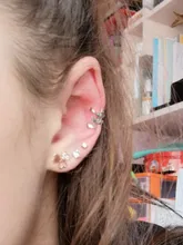 Pendientes de Clip de rana para mujer, de Color plateado, sin Piercing, cartílago falso, joyería bonita, 1 Uds., 2021