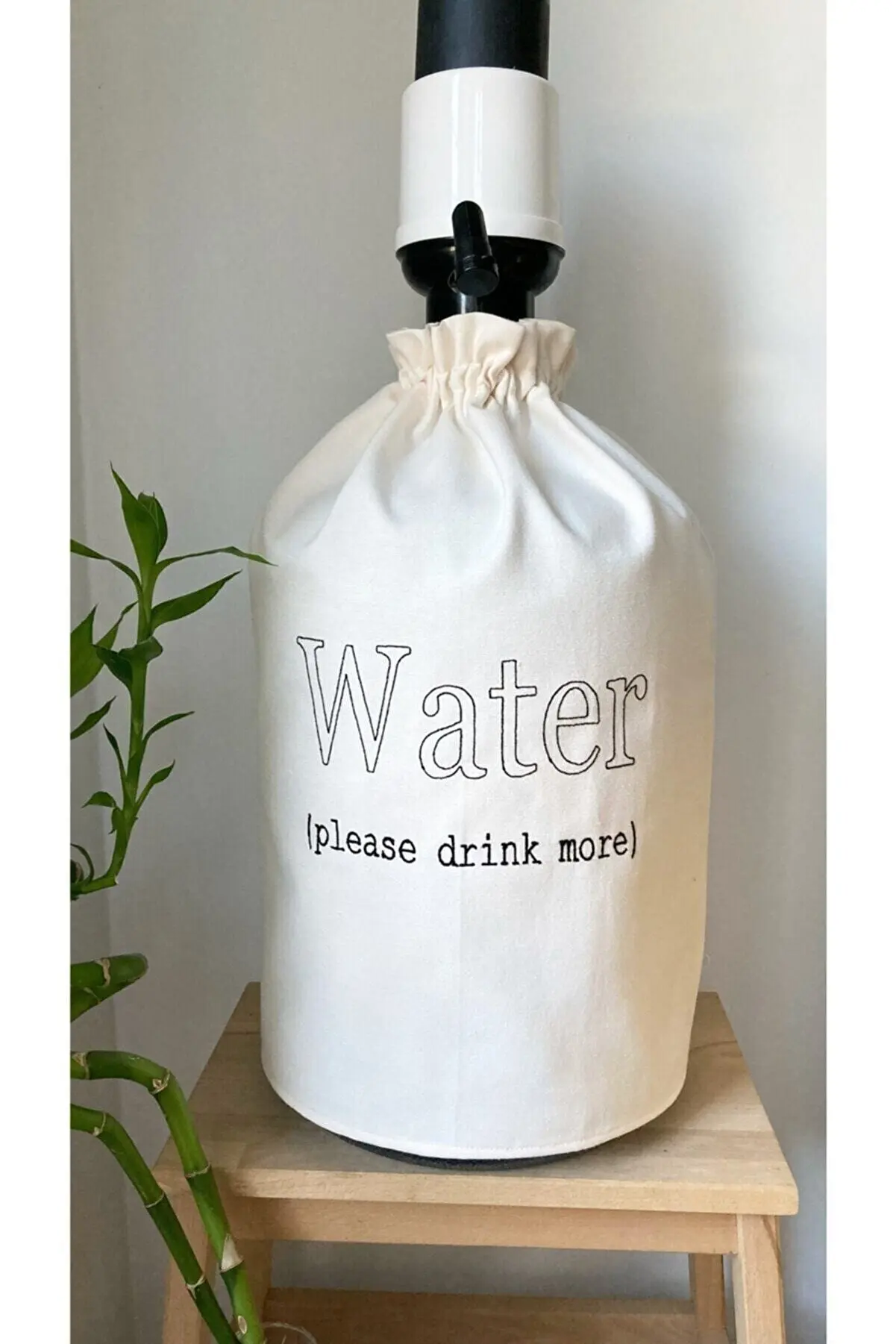 Stable Style Design Black Cream Linen Carboy Cover with Shirring Apparatus Carboy Cover Kitchen Design Water Storage C
