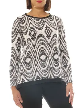

Sweater women jersey stretch fancy black and white maxi size