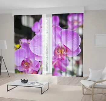 

Curtain Purple Lilac Orchid Flowers Exotic Garden Summertime Decorative Art Printed