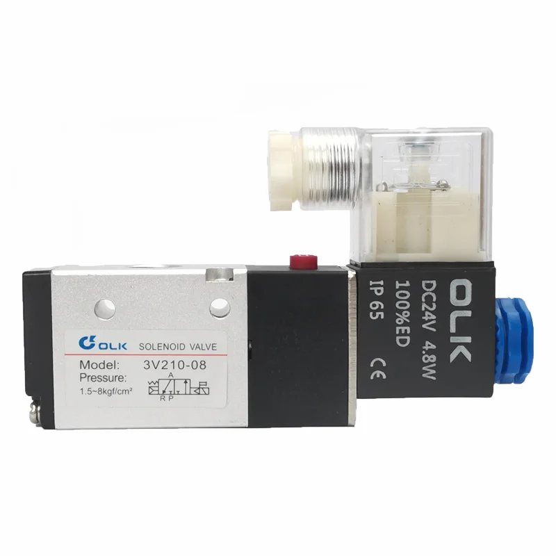Válvula de Controle Direcional Pneumática Valvedc12v Dc24v Ac110v Ac220v 3v21008 Válvula Solenóide Pneumática de Vias Posições