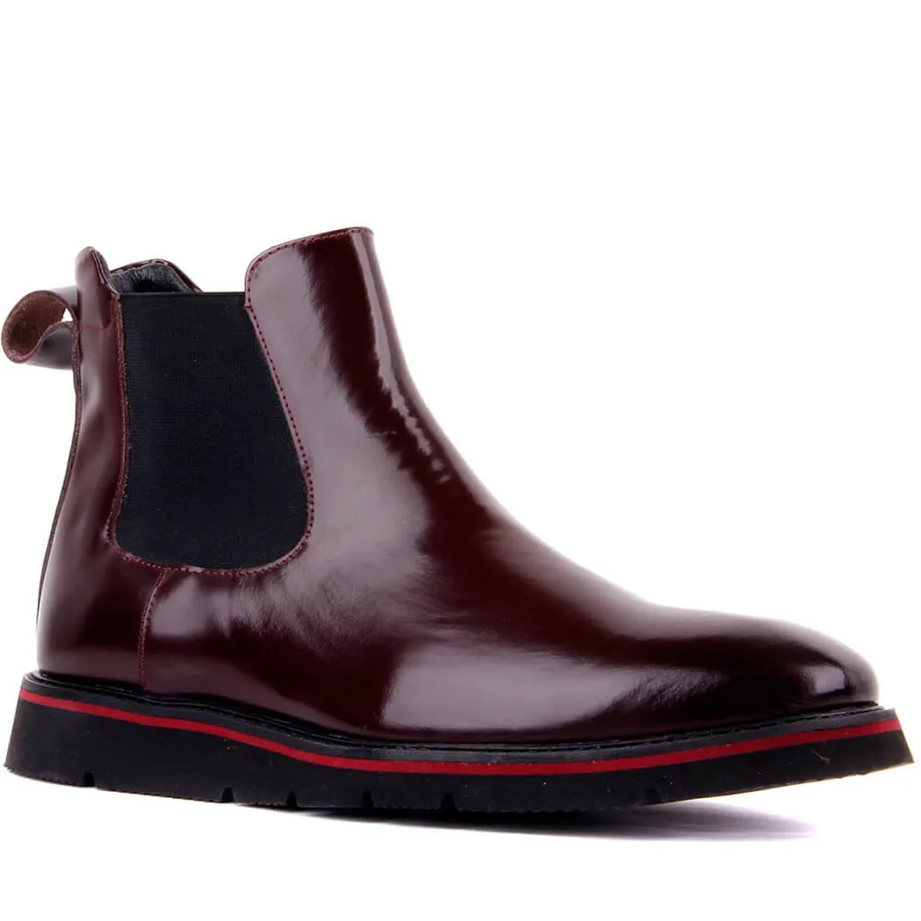 Sail-Lakers On Burgundy Leather Men Chelsea Boots