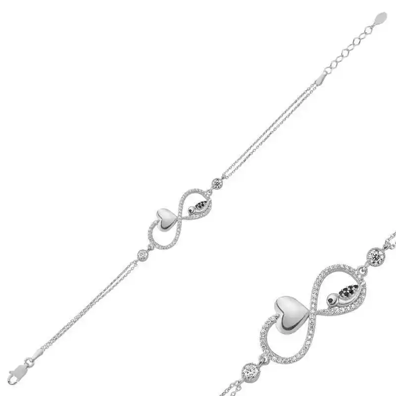 KUTAYDAN 925 пробы Серебряное сердце бесконечность Wren женский браслет