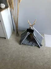 Pet Teepee Dog & Cat Bed White Canvas Dog Cute House-Portable Washable Dog Tents 