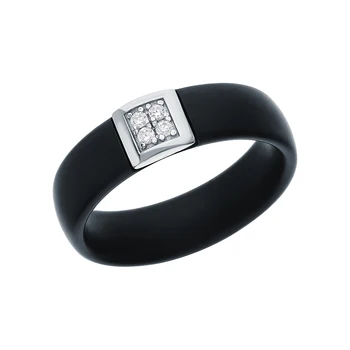 

Silver ring with ceramics and cubic zirconia sunlight sample 925