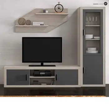 

Mueble de salón completo, color cambrian y grafito, muebles de TV, apilables ref-192