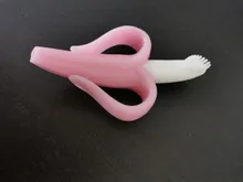 Cepillos dentales de entrenamiento de silicona para bebé, sin BPA, forma de plátano, mordedor seguro, juguetes para morder, anillo de dentición, regalo para mordedor de bebé