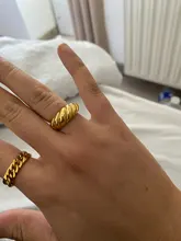 Anillos Croissant de acero inoxidable para mujer, sortija trenzada, anillo de cúpula gruesa, joyería, anillo llamativo