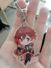 Genshin-Llavero de 11 estilos, Base de acrílico, regalo para seguidores, Genshin Impact Zhongli Diluc Venti Paimon