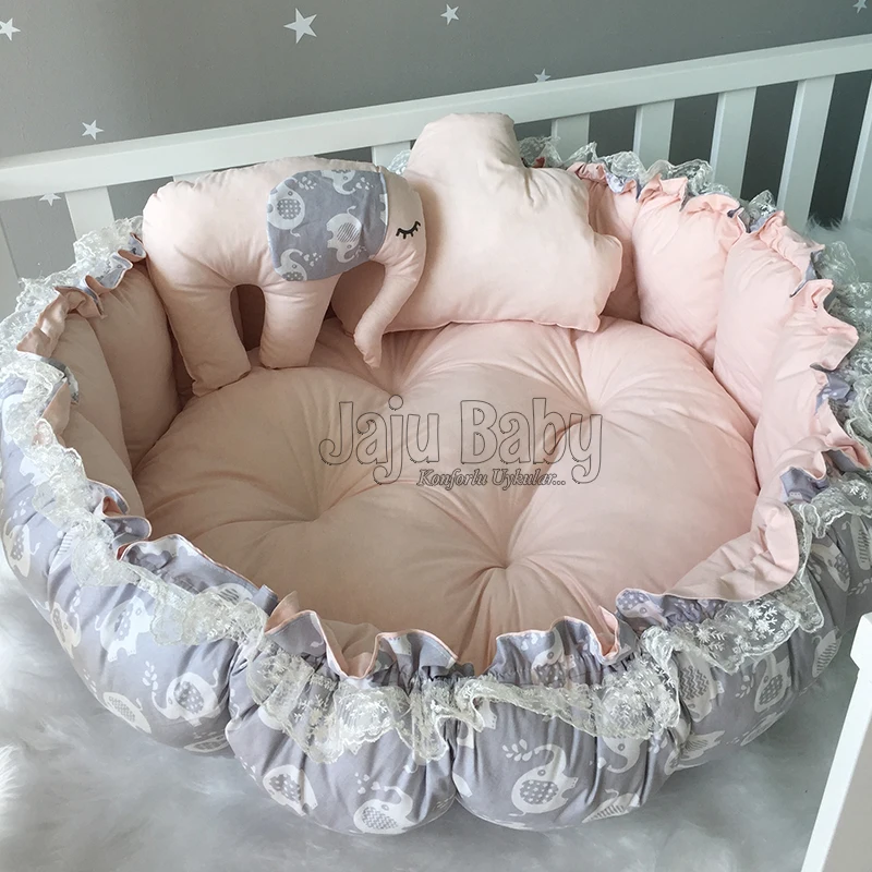 Детский игровой коврик Jaju серый со слоном детская кроватка переносная