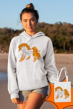 

Angemiel Wear Pegasus Unicorn White Women 'S Hooded Sweatshirt Bags Kombin