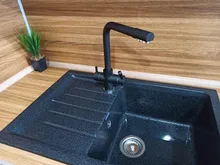 Tap Faucet-Mixer Sink Water-Purification Frap Dual-Handle Black Kitchen Rotation Letter-Design