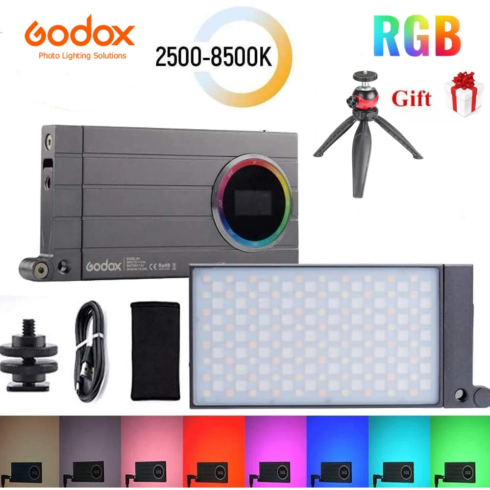 Godox M1 2500k-8500k Full Color RGB LED Light Pocket Aluminum Alloy LED Video Creative Light Multiple Special Effects Function Dark Green
