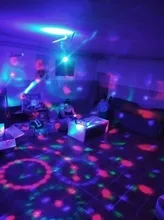 Bola de discoteca giratoria para fiesta, luz de fiesta giratoria activada por sonido, iluminación RGB 3LED de 3W para Navidad, boda, eventos, ángulo de haz, color negro con funda transparente