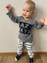 Conjunto de ropa de algodón para recién nacido, camiseta de manga corta con estampado de letras, pantalones informales, trajes para niños pequeños