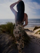 Mono informal con tirantes florales para mujer, sin mangas con cuello de pico pelele, ropa de calle a la moda, ropa de mujer 2019