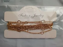 Cadena de acero inoxidable con cuentas de oro y corazón para pendientes, tobillera, collar, joyería, manualidades, bricolaje, 2M