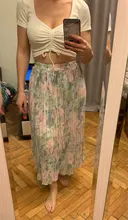 REALEFT-faldas largas plisadas con estampado Floral para mujer, faldas largas de tul, de cintura alta, sueltas, para primavera y verano, 2021