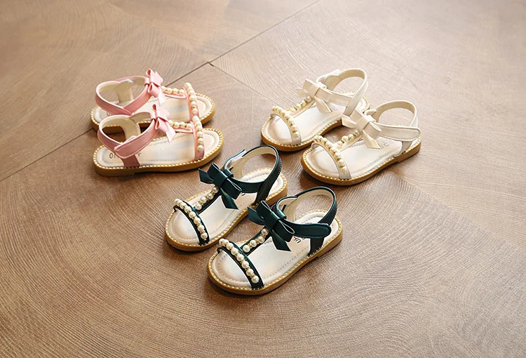 Fashion Girls Sandals Kids Summer Shoes 2022 Elegant Pearl Roman Party Princess Shoe Flats Non-slip Casual Baby Beach Sandals child shoes girl