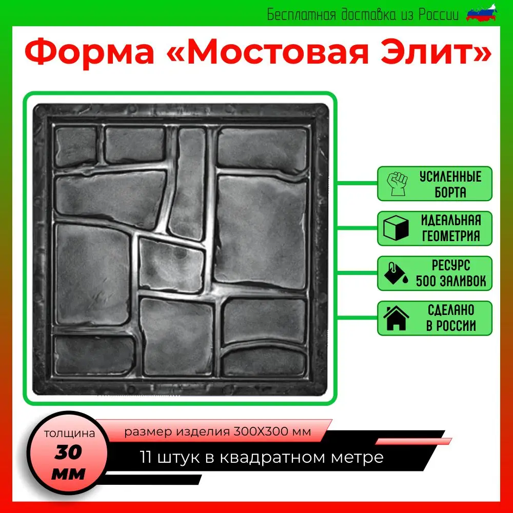 Мостовая форма для камня тротуарной плитки 30/30 садовой дорожки декоративный