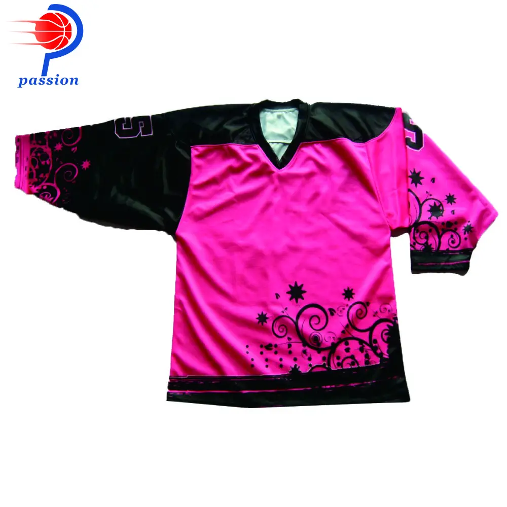 Moq 5 Pcs 35 Each Sublimated Pink Girl's Hockey Team Jerseys With
