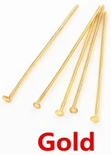 200 unids/bolsa 20 25 30 40 50 60mm Pines de cabeza plana Color dorado/plateado/bronce/rodio para hallazgos de joyería que hacen suministros DIY