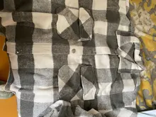 Loose Top Blouses Shirts Grey Plaid Pocket Chic Female Casual Fashion Women Ladies Streetwear