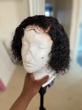 Pelucas de encaje frontal de corte pixie Bob, 150, 180, 250%, rizado, cabello humano con cierre de encaje Remy prearrancado
