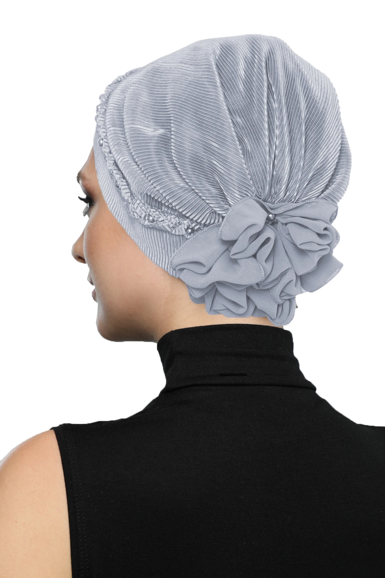 nova moda plissado torcido pronto feito turbante hijab gorro cachecol boné de câncer especial feminino produto boina bandana muçulmano grânulo pérola abaya