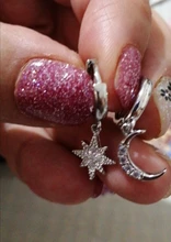 Pendientes de aro de Luna y estrella para mujer y hombre, de Plata de Ley 925, joyería para la oreja, regalos de fiesta al por mayor