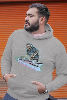 

Angemiel Wear Dj Skull And Crossbones Gray Men 'S Hooded Sweatshirt