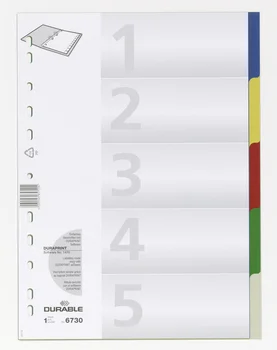 

Color plastic separator, 5 sections, A4 five-color