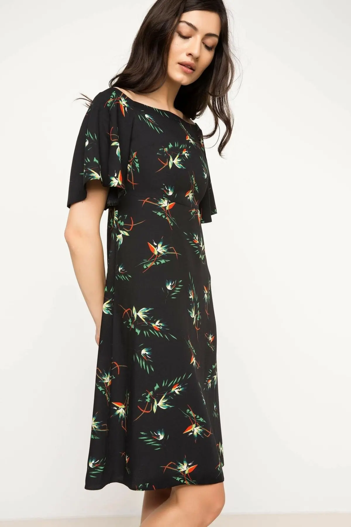 

DeFacto Ladies Fashion Square Collar Print Dress Woman Charming Casual Woven Dresses Ladies Summer New - H6531AZ17HS