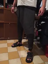 Loose Pants Crotch-Trousers Drawstring Dancing Punk-Style Black Gothic Baggy Mens Hip-Hop-Wear