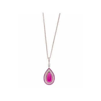 

Necklace Silver Pink Cubic Zirconia Pear Ruby SALVATORE